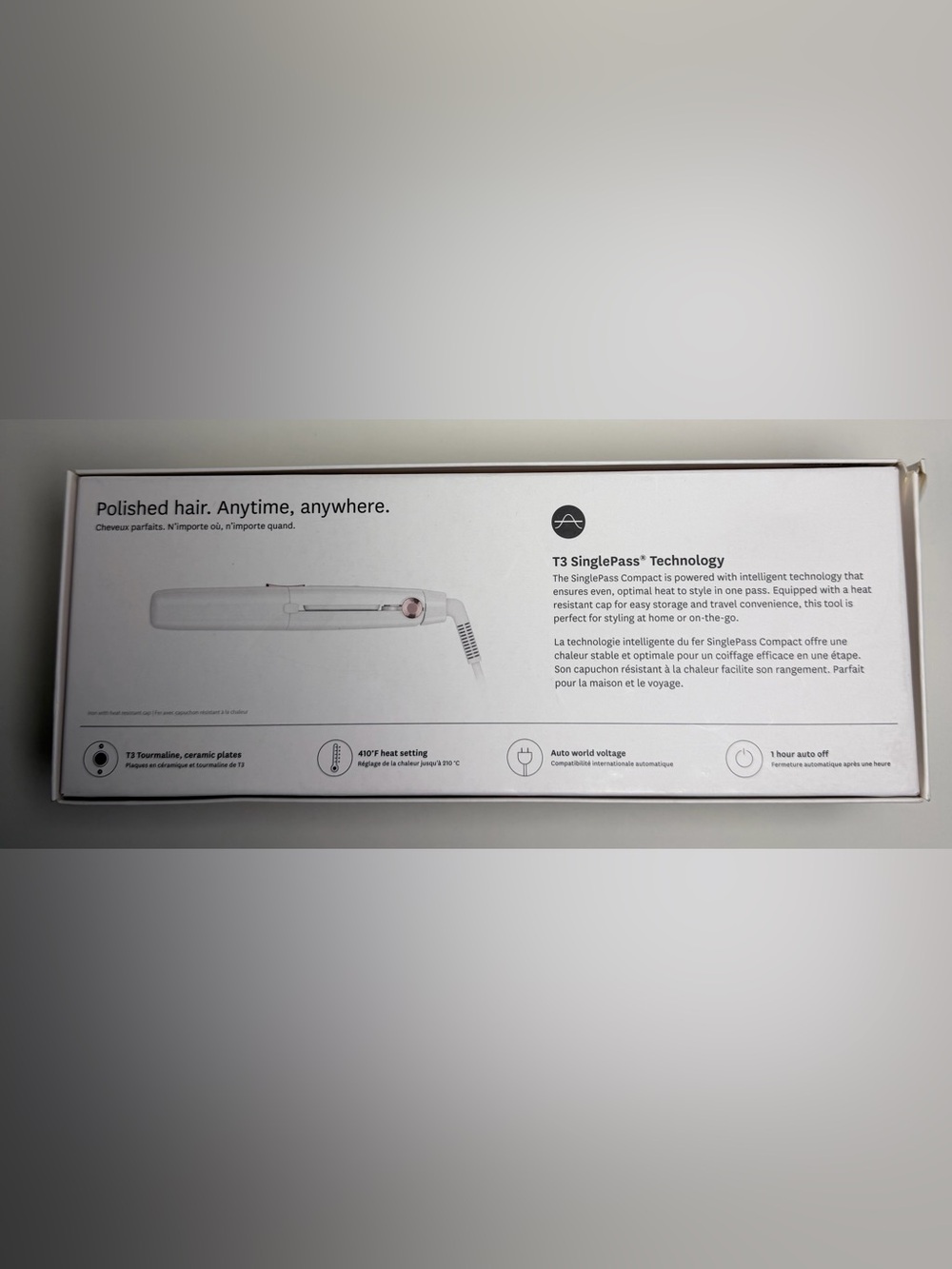 NIB T3 SinglePass Compact 0.8” Travel Ceramic Hair Straightening Flat Iron NEW - Picture 2 of 7